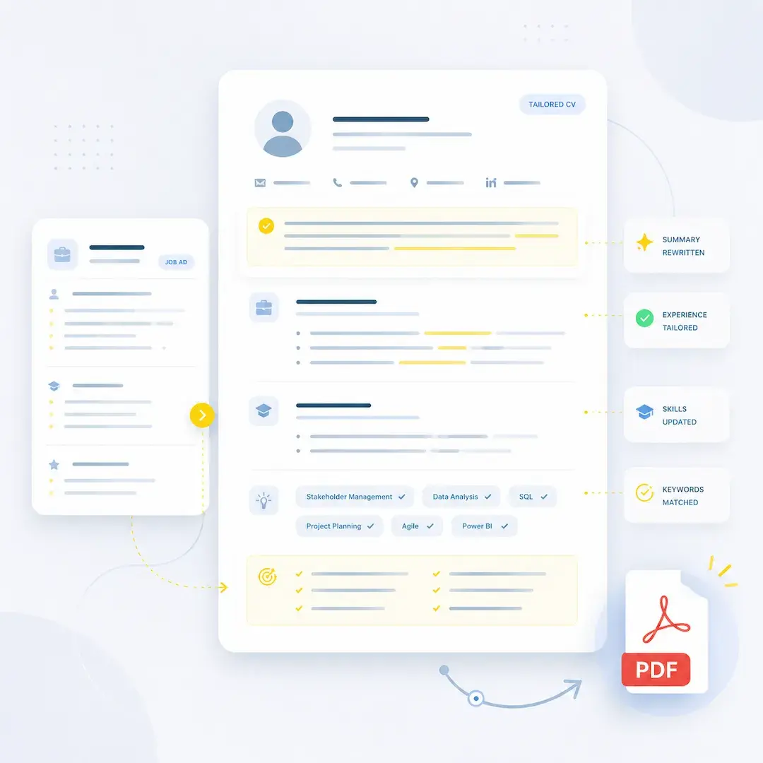 Example of a tailored CV with matched keywords
