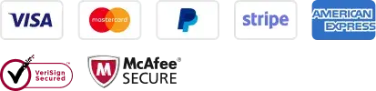 Visa, Mastercard, PayPal, Stripe and American Express
